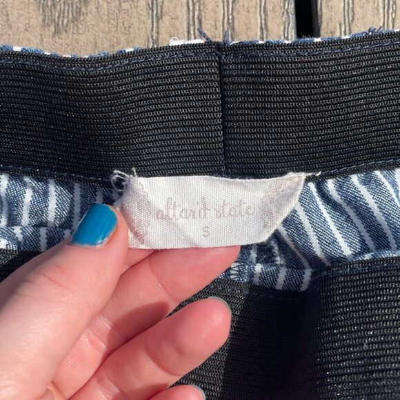 Altar’d State Size Small Pinstriped Flare Bellbottom Pull-on Jeans White & Blue - Picture 5 of 9